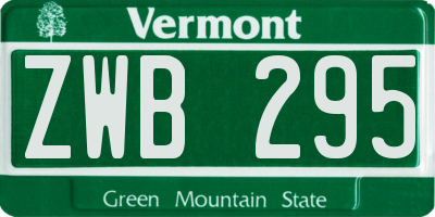 VT license plate ZWB295