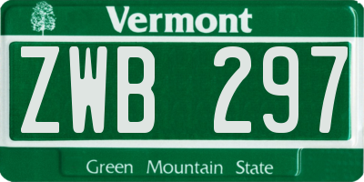 VT license plate ZWB297
