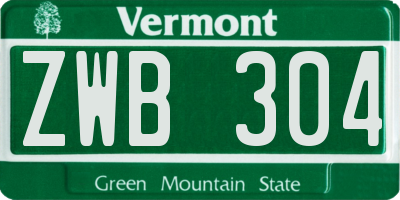 VT license plate ZWB304