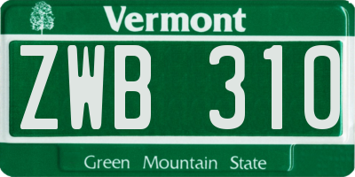 VT license plate ZWB310