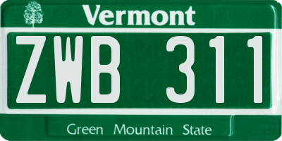VT license plate ZWB311