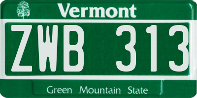 VT license plate ZWB313