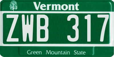 VT license plate ZWB317
