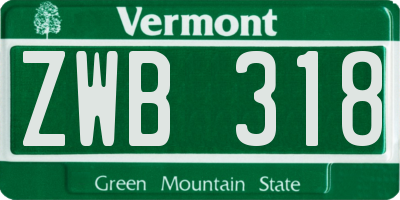 VT license plate ZWB318