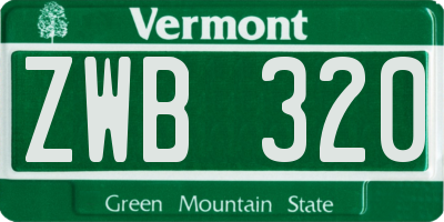 VT license plate ZWB320