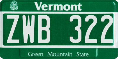 VT license plate ZWB322