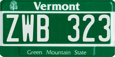 VT license plate ZWB323
