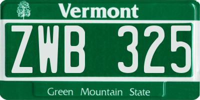 VT license plate ZWB325