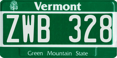 VT license plate ZWB328