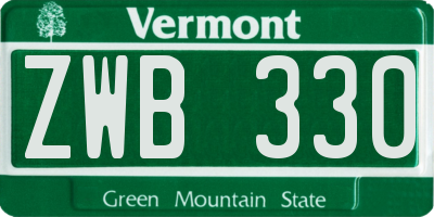 VT license plate ZWB330