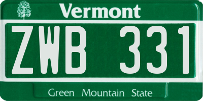 VT license plate ZWB331