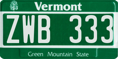 VT license plate ZWB333