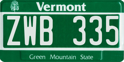 VT license plate ZWB335