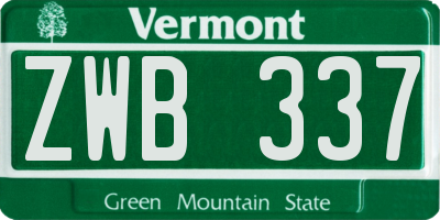 VT license plate ZWB337