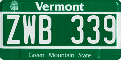 VT license plate ZWB339