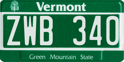 VT license plate ZWB340