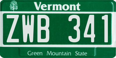 VT license plate ZWB341