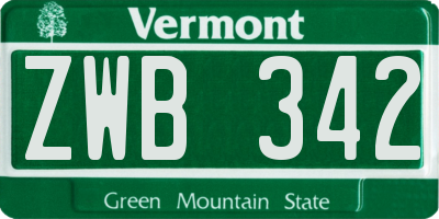 VT license plate ZWB342