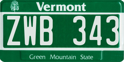 VT license plate ZWB343
