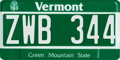 VT license plate ZWB344