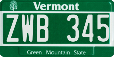 VT license plate ZWB345