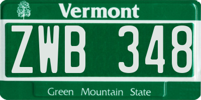 VT license plate ZWB348