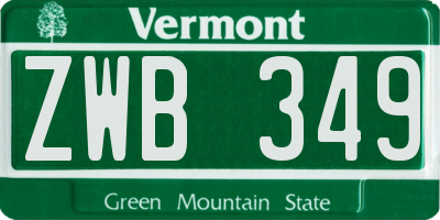 VT license plate ZWB349