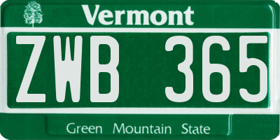 VT license plate ZWB365