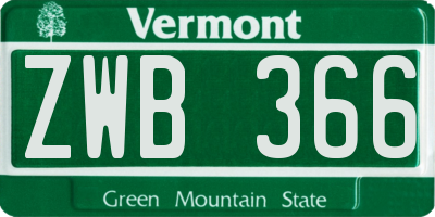 VT license plate ZWB366
