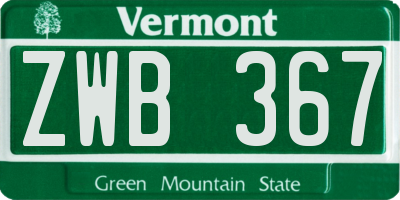 VT license plate ZWB367