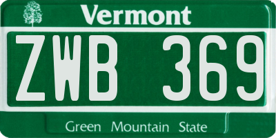 VT license plate ZWB369
