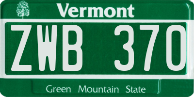 VT license plate ZWB370
