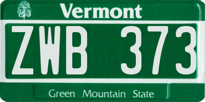 VT license plate ZWB373