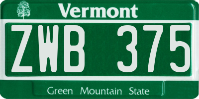 VT license plate ZWB375