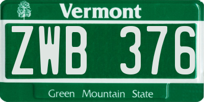 VT license plate ZWB376