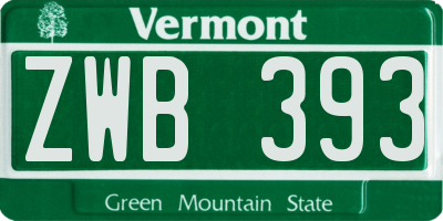 VT license plate ZWB393