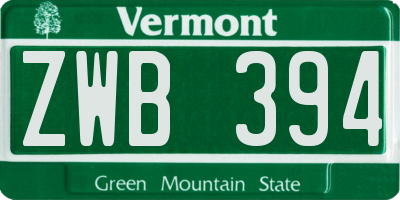 VT license plate ZWB394