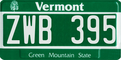 VT license plate ZWB395
