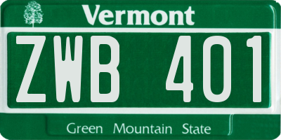 VT license plate ZWB401