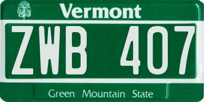 VT license plate ZWB407