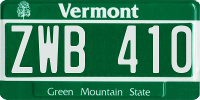 VT license plate ZWB410