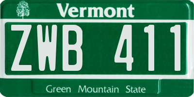 VT license plate ZWB411