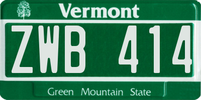 VT license plate ZWB414