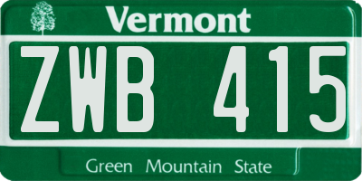 VT license plate ZWB415