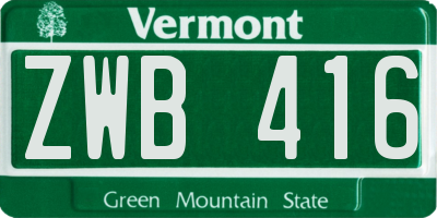 VT license plate ZWB416