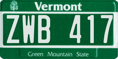 VT license plate ZWB417