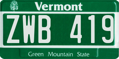 VT license plate ZWB419