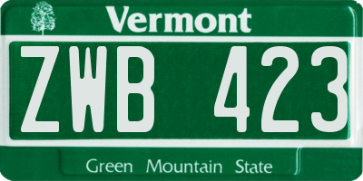 VT license plate ZWB423