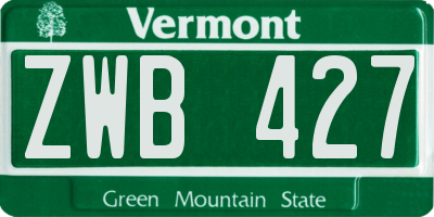 VT license plate ZWB427