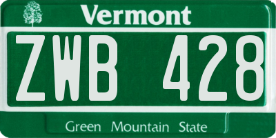 VT license plate ZWB428